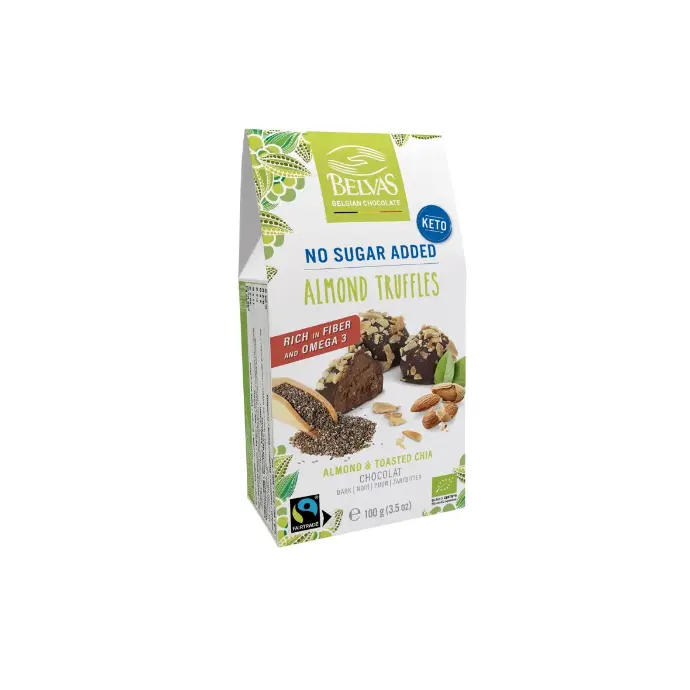 Truffes aux amandes et chia sans sucre ajouté, Belvas