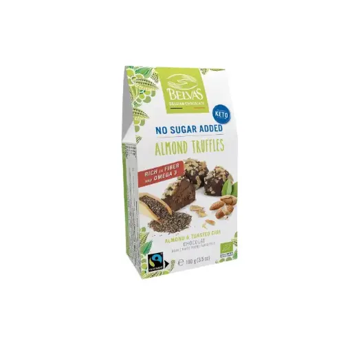 Truffes aux amandes et chia sans sucre ajouté, Belvas